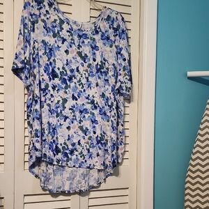Lane Bryant Blue Floral Hi Lo Tee